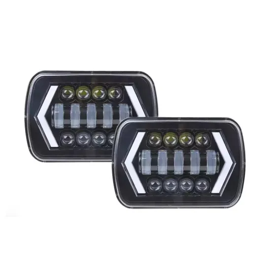 5x7 & 7x6 Inch LED Projector Headlights with Hi-Lo Beam for Jeep, Ford, GMC, Chevy