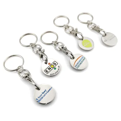 2024 Custom Logo Metal Token Coin Keyholder and Trolley Coin Key Ring