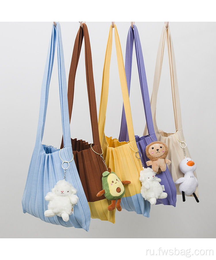 Простой дизайн модный случайный курортный сумка для покупок для женщин вязание с длинной ручкой