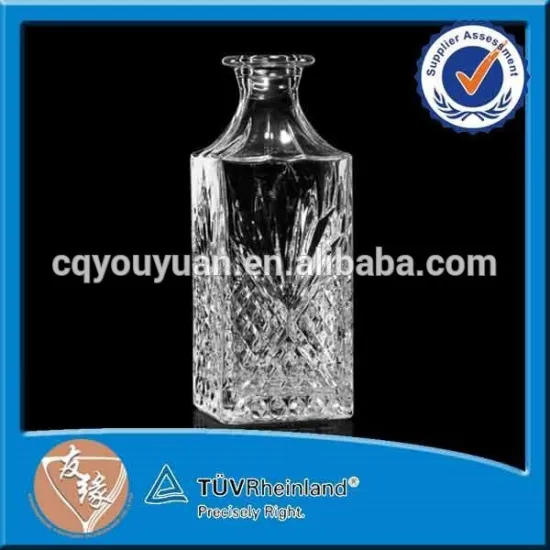 800ml extra flint whiskey glass decanter sqaure shape with lid