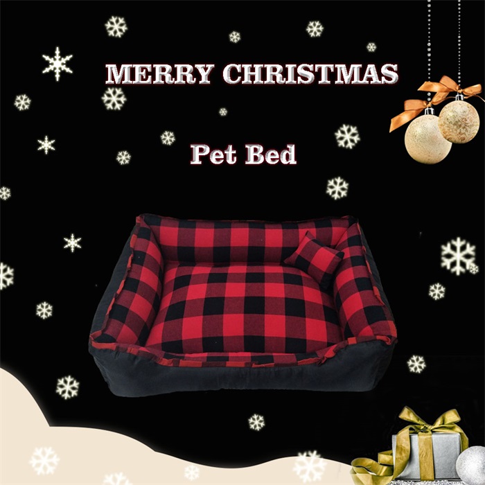 Christmas Scottish style plaid cloth pet bed