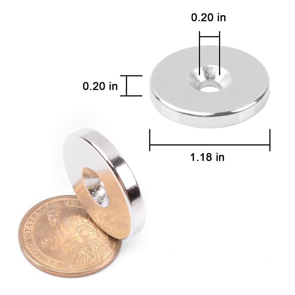 1,18 x 0,2 Counterunk Neodym Magneten mit Loch, Ring Seltenerdmagnete Schwere Dienst