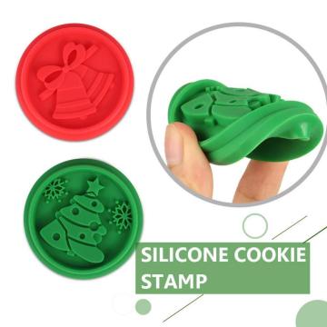 3d christmas wood handle silicone cookie stamp