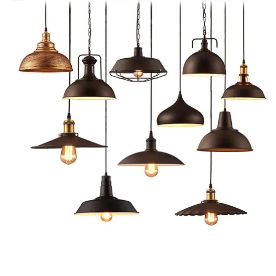 Modern Black Metal Shade LED Pendant Light for Dining Room and Living Room