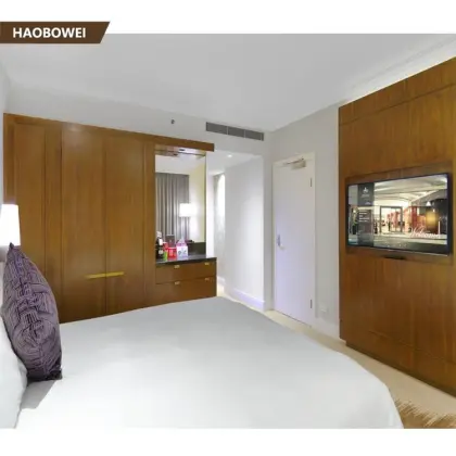 High Quality 5 Stars JW Marriott High Gloss Full Set Twin Size Hotel Bedroom Furniture