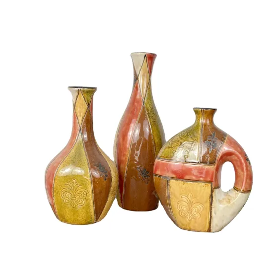 Cross-Border Foreign Trade: Custom Mediterranean Style Ceramic Vase with Kiln-Embossed Vintage Hand-Glaze