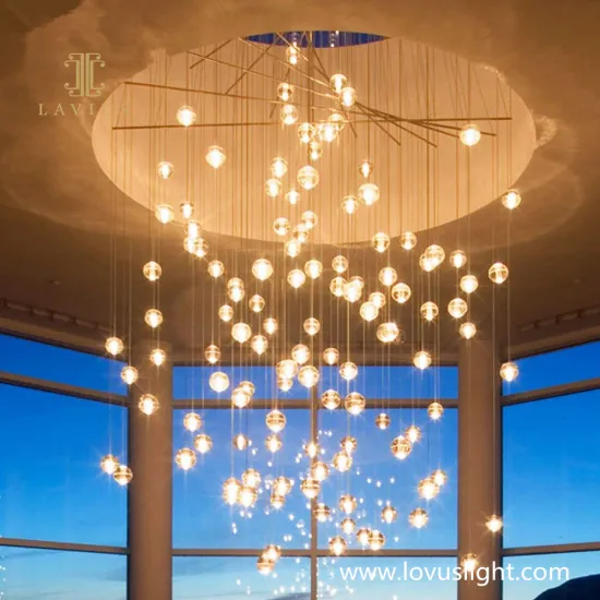 Large shopping mall villa custom creative glass crystal chandelier Villa staircase chandelier shopping mall hall chandelier