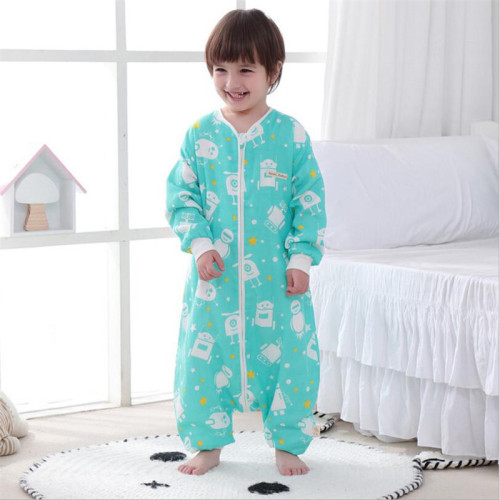 Muslin Cotton Baby Sleeping Bag Split Leg Sleeping Sack Children Toddler Sleepsack Baby Anti-Kick Pajamas Romper Sleeping Bags