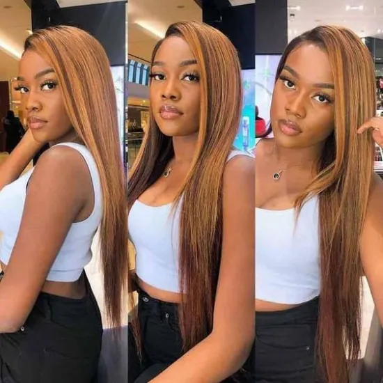 Glueless Virgin Human Hair Piano Colors Lace Wig With Baby Hair, Vendor Wholesale High Quality 100% Human Hair Wigs