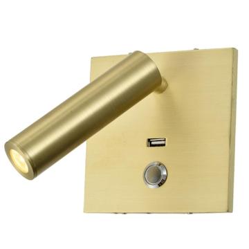 Zhongshan Hotel Modern Gold LED Wall Light พร้อมพอร์ตชาร์จ USB