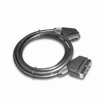 SCART Cable, 21 Pin Male to Male, Gold-plated, RoHS Directive-compliant