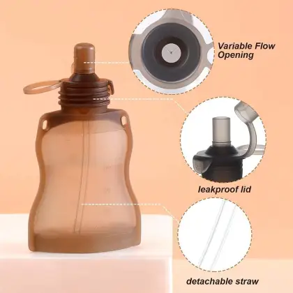 Reusable Silicone Baby Food Pouch Kids Squeezable Pouch