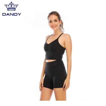 Custom black yoga crop top and the shorts