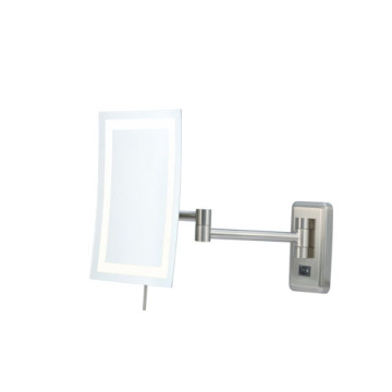 Lighted extending magnifying wall mirror