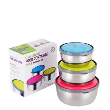Round Sealed Fresh-Keeping Bowl Set with Color Covers - 3PCS