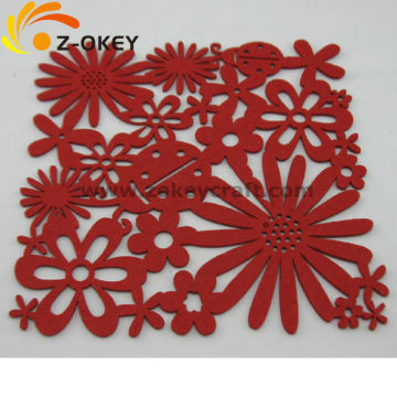 2015 hot sale Square shape felting drink coasters with flowers