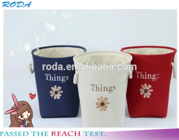 YIWU RODA Cotton embroidery bin canvas toys receive basket sundry receive storage basket bathroom laundry basket