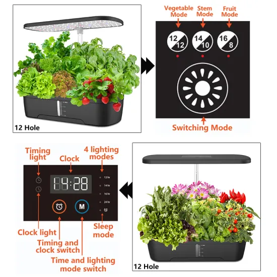 Waterproof LED Grow Light 12 Pods Hydroponic System for Indoor Plants