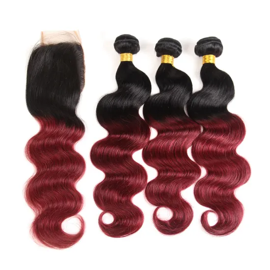 Ombre Two Tone color Brazilian Body Bave Human hair weaving for African Amerian Black women