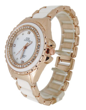 Elegant 3 Atm Quartz Movement Watch , Custom Girls Bling Watch Alloy Case