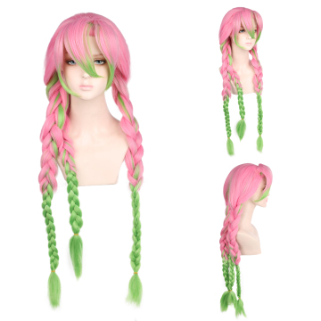 Ainizi Wholesale High Quality Kanroji Mitsuri Cosplay Wigs with 3 Braids