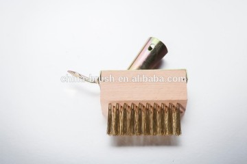 patio brush/weed brush /deck brush /steel wire brush with wooden handle