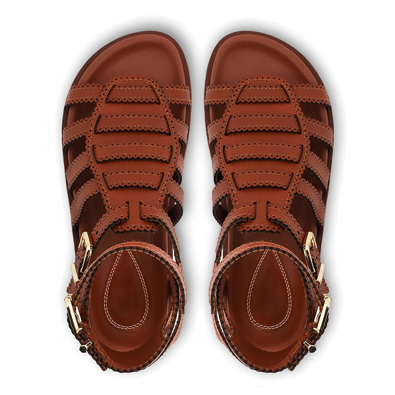Vintage Chic Open Toe Leather Roman Sandals