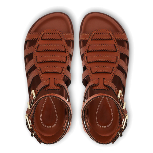 Vintage Chic Open Toe Leather Roman Sandals