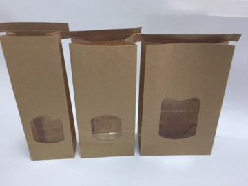 Kraft 1LB Paper Tin Tie Bags With WNindow