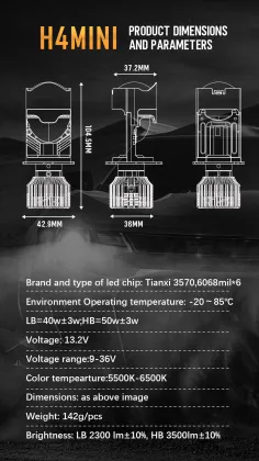 NVEL LED H4 Mini Projector Lens for Auto Lighting System