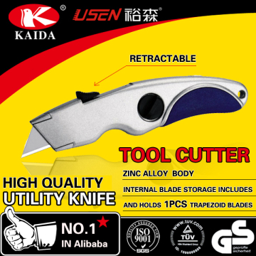 made in china 3pcs blades utility knife Trapezoid blade Zinc alloy utility knife