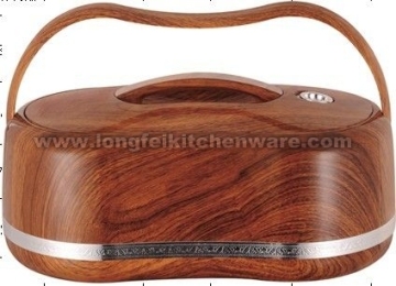 4.0L Wooden Grain Plastic Food Container With Stainless Steel Inner