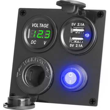 12 Volt Rocker Switch Panel with Dual USB 5V2.1A for Cars