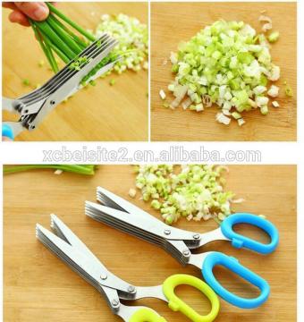 CY145 Herb Scissors Stainless Steel,Multipurpose Kitchen Shear with 5 Blades with Cleaning Brush