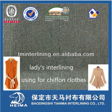 15D plain woven fusible interlining 8016 for women's suit/uniform/casual clothes