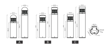 Lawn Lighting: LED Bollard Lights Dia120xH600 800mm