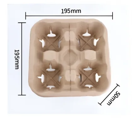 Disposable pulp coffee cup tray for drinks takeaway