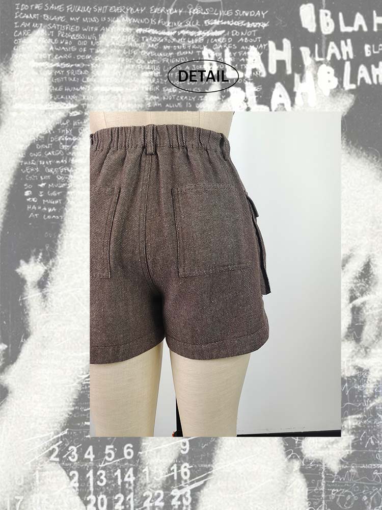 Pantalones cortos de carga de algodón de algodón elástico de la cintura media para mujeres