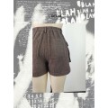 Shorts de cargaison de lin en coton à taille moyenne élastique pour femmes