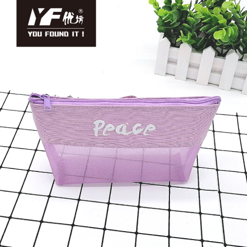 Mesh Cosmetic Bag Purple color mesh & canvas cosmetic bag Factory