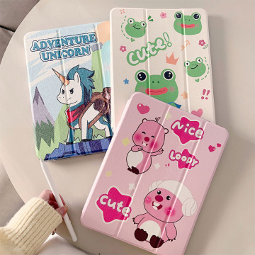 Rotating Integrated Three-fold Stand Cover with Auto Wake/Sleep for iPad 9.7-inch - X3C Painted Cartoon Tablet Case