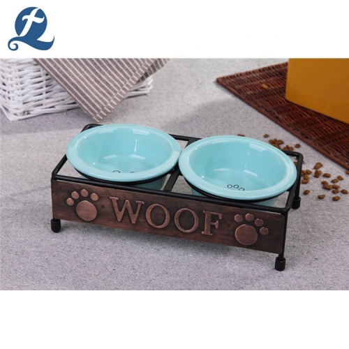 Colorful Ceramic Cat Dog Pet Food Water Feeder