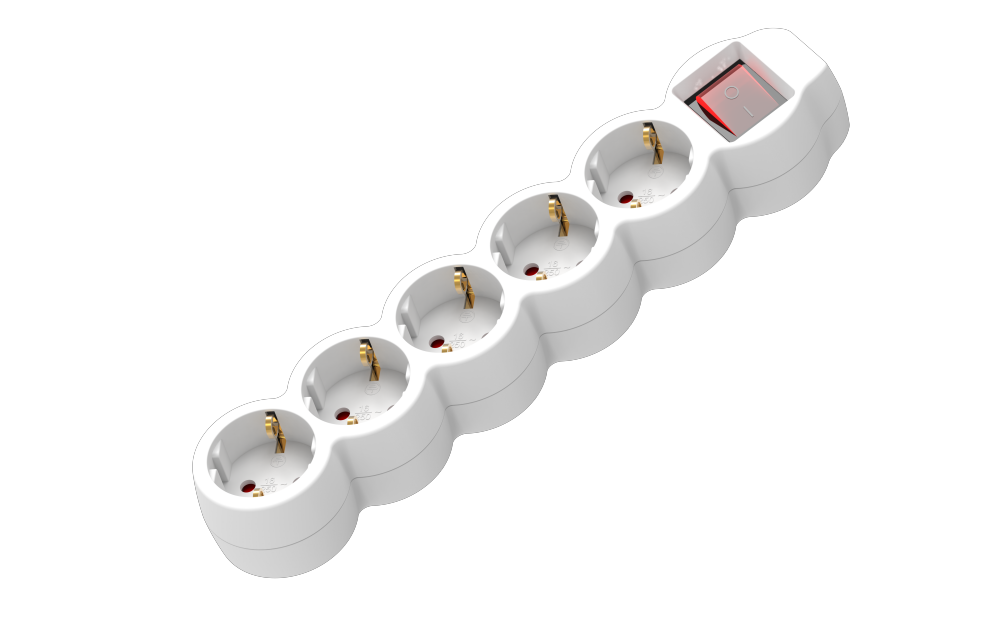 5 way extension cord multiple socket with switch