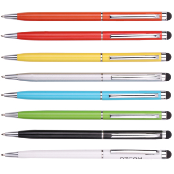 Customized Hot Selling 2-in-1 Twist Hotel Aluminum Capacitive Touch Stylus Pen