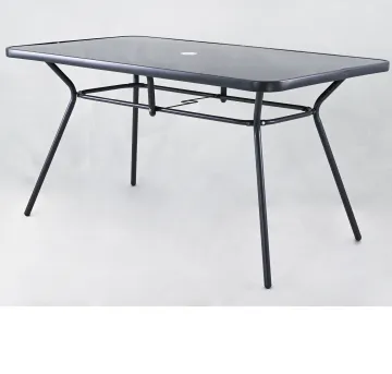 Custom Blue Outdoor Garden Tempered Glass Leisure Table