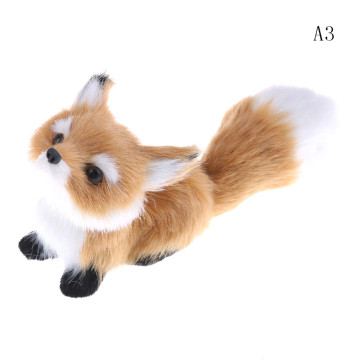 1 Pcs Simulation Brown Fox Toy Furs Squatting Fox Model Home Decoration Animals World With Static Action Figures