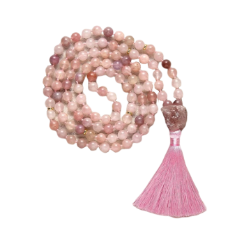 108 Mala Beads Tasbih : 명상과 영성을위한 로즈 쿼츠 크리스탈기도 구슬