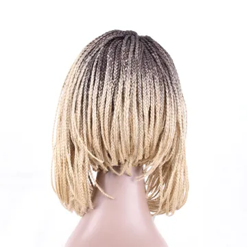Micro Lace Front Braid Wig Short Blonde Black Wigs For Women Heat Resistant Synthetic Hair