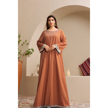 گرد و غبار رز Rhinestone Trim Abaya