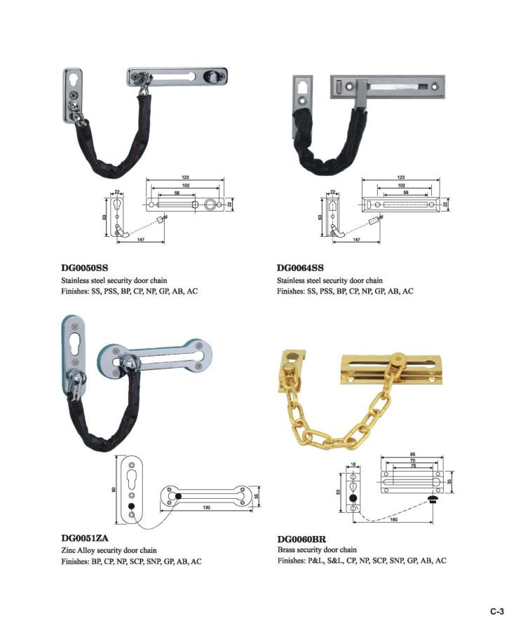 Serrure de sécurité de la chaîne de porte